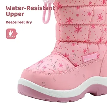 Apakowa Kid's Girls Cold Weather Snow Boots in Pink