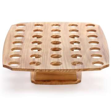 Mezchi Ice Cream Cone Holder Stand with 100pcs Wooden Cones, 35 Holes Ice Cream Stand, Charcuterie Cones for French Fry Holder, Waffle Cones, Food Display, Catering Supplies, 12"x16"