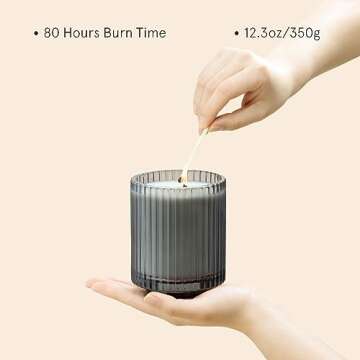 LA JOLIE MUSE Linen Scented Candle, Candles for Home Scented, Luxury Jar Candles Gifts for Women & Men, 80 Hours Long Burning, 12.3oz