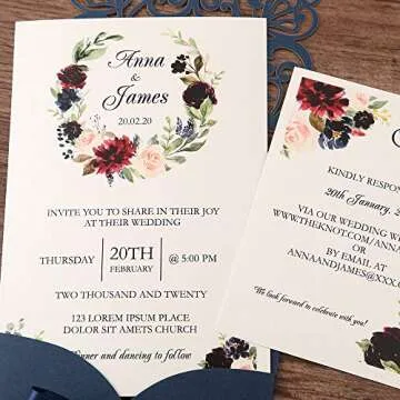 Elegant 50PCS Custom Laser Cut Wedding Invitations Kit