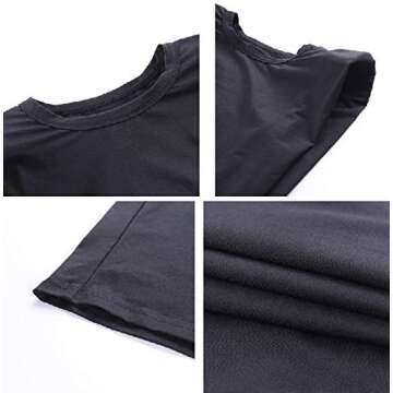 SAFRISIOR Women Loose Solid Shoulder Pads Sleeveless T-Shirt Casual Cotton Round Neck Tank Tee Top Black