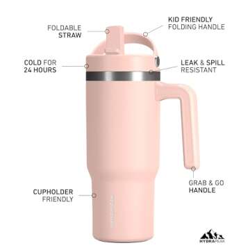 Hydrapeak Kids Voyager 18 oz Tumbler with Handle and Flip-Up Straw Lid | Spill Proof and Leak Resist...