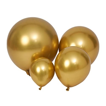 100pcs Metallic Gold Balloons Different Sizes 18 inch +12 inch +10 inch +5 inch Chrome Gold Balloon ...