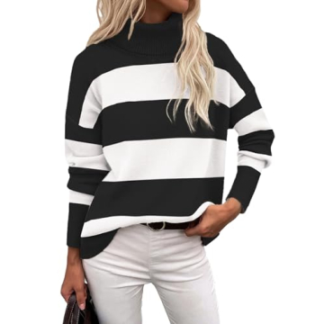 Zeagoo Women's Turtleneck Sweater 2024 Fall Winter Chunky Knitted Pullover High Low Hem Trendy Basic...