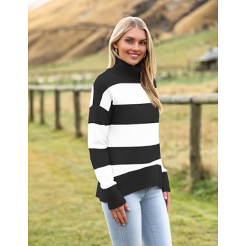 Zeagoo Women's Turtleneck Sweater 2024 Fall Winter Chunky Knitted Pullover High Low Hem Trendy Basic Jumper Top