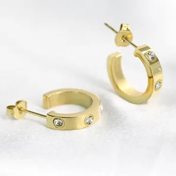 Designer Cubic Zirconia Friendship Earrings in Gold