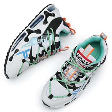 Milazzo Mens Lightweight Tennis Shoes Air Running Walking Fitness Size 6 Cushioned Male Exercise for Man Runny Outdoor Comfy Athletic Workout Sneakers White/Orange