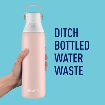 Brita Stainless Steel Premium Filtering Water Bottle, BPA-Free, Replaces 300 Plastic Water Bottles, Filter Lasts 2 Months or 40 Gallons, Includes 1 Filter, Kitchen Accessories, Rose - 20 oz.