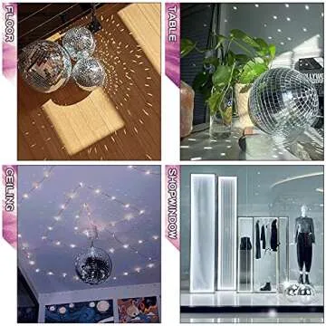 Mirror Ball for Disco DJ Club Party Wedding Home Decor, Muscab 8 Inch Disco Ball with Hanging Ring, Silver White