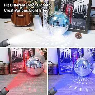 Mirror Ball for Disco DJ Club Party Wedding Home Decor, Muscab 8 Inch Disco Ball with Hanging Ring, Silver White