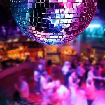 Mirror Ball for Disco DJ Club Party Wedding Home Decor, Muscab 8 Inch Disco Ball with Hanging Ring, Silver White