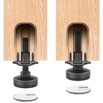 Anwenk Adjustable Leveling Feet Furniture Levelers Table Feet Heavy Duty Leg Levelers for Cabinets Sofa Tables Chairs,Support 1320LBs, T-Nut Kit 3/8”-16 Thread, Large Base- 4 Pack, Black