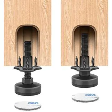 Anwenk Adjustable Leveling Feet Furniture Levelers Table Feet Heavy Duty Leg Levelers for Cabinets Sofa Tables Chairs,Support 1320LBs, T-Nut Kit 3/8”-16 Thread, Large Base- 4 Pack, Black