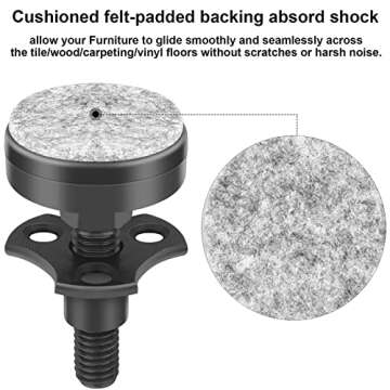 Anwenk Adjustable Leveling Feet Furniture Levelers Table Feet Heavy Duty Leg Levelers for Cabinets Sofa Tables Chairs,Support 1320LBs, T-Nut Kit 3/8”-16 Thread, Large Base- 4 Pack, Black