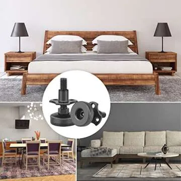 Anwenk Adjustable Leveling Feet Furniture Levelers Table Feet Heavy Duty Leg Levelers for Cabinets Sofa Tables Chairs,Support 1320LBs, T-Nut Kit 3/8”-16 Thread, Large Base- 4 Pack, Black