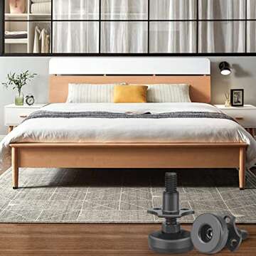 Anwenk Adjustable Leveling Feet Furniture Levelers Table Feet Heavy Duty Leg Levelers for Cabinets Sofa Tables Chairs,Support 1320LBs, T-Nut Kit 3/8”-16 Thread, Large Base- 4 Pack, Black