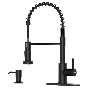 APPASO Black Kitchen Faucet - Stylish Design with Soap Dispenser