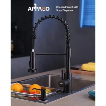 Stylish APPASO Black Kitchen Faucet with Soap Dispenser