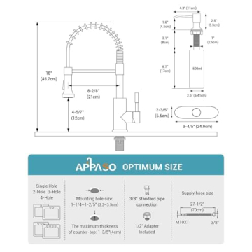 Stylish APPASO Black Kitchen Faucet with Soap Dispenser