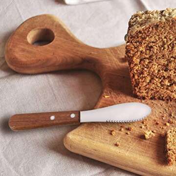 Super Z Outlet 8" Stainless Steel Straight Edge Butter Cheese Cream Sandwich Condiment Spreader Knives with Wood Handle for Kitchen Tools, Cooking Utensil, Event Guest Serving (4 Pack)