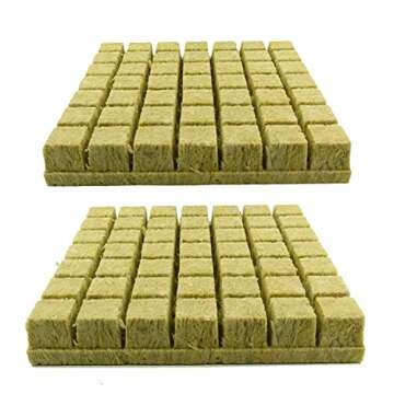 GRODAN A OK Rockwool Stonewool Hydroponic Grow Media Starter Cubes Plugs - 1.5" x 1.5" - Sheet of 98