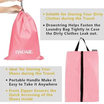 BAGAIL 8 Set/9 Set Packing Cubes Luggage Packing Organizer for Travel, Suitcase Packing Bags for Travel Accessories(Pink, 8 Set)