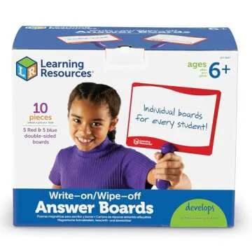 Learning Resources Write-On/Wipe-Off Answer Boards, Set of 10 Erasable Boards, Ages 6+