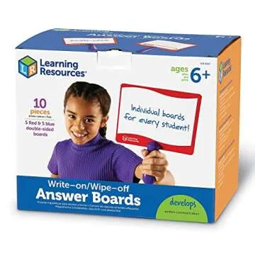 Learning Resources Write-On/Wipe-Off Answer Boards, Set of 10 Erasable Boards, Ages 6+