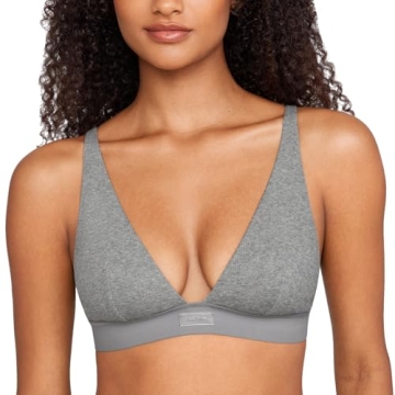 INLYRIC Women's Cotton Plunge Bralette - Ultra-Soft Breathable Wireless Design for Every Occasion
