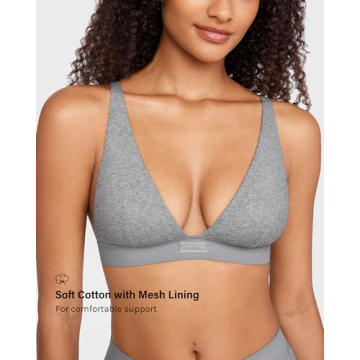 INLYRIC Women's Cotton Plunge Bralette for All-Day Comfort