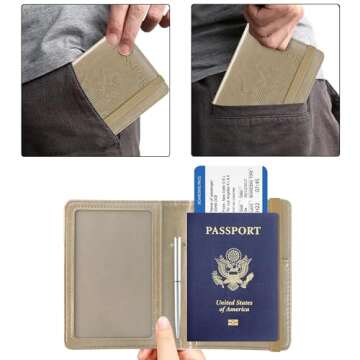 ACdream RFID BLOCKING Passport Holder Travel Wallet - Premium PU Leather Cover Passport book with Card Holder, Pen Slot, Keep Organization, and Travel Essentials for Women and Men, Gold