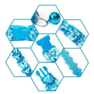 Cat Collar Colorful Lace Bell Pet Collar, Adjustable Soft Polyester Collars Colorful Buckle Collar for Small Boy Girl Dogs Cats - Set of 6