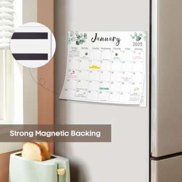 Aesthetic 2024 Magnetic Calendar for Refrigerator, Fridge Calendar Magnet Runs Until December 2025, 18 Monthly Refrigerator Calendar with Greenery Designs for Easy Organizing, 2024 Old Edition
