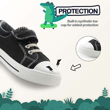 K KomForme Toddler Shoes Boys Girls Canvas Sneakers, Size 6 Toddler, Black