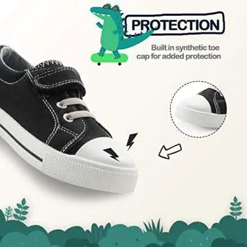 K KomForme Toddler Shoes Boys Girls Canvas Sneakers, Size 6 Toddler, Black