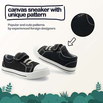 K KomForme Toddler Shoes Boys Girls Canvas Sneakers, Size 6 Toddler, Black