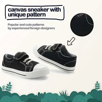 K KomForme Toddler Shoes Boys Girls Canvas Sneakers, Size 6 Toddler, Black