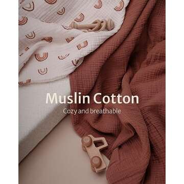 Blissful Diary Muslin Bassinet Sheet for Baby Girl and Boy, Ultra Soft Bedside Bassinet Sheets Fitted for Oval, Rectangle and Hourglass Mattress Pad, 2 Pack (Rainbow&Cedar)