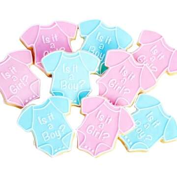 ½ Dz. Gender Reveal Baby Onesie Cookies Personalized, Gender Reveal, Shower Party Favors