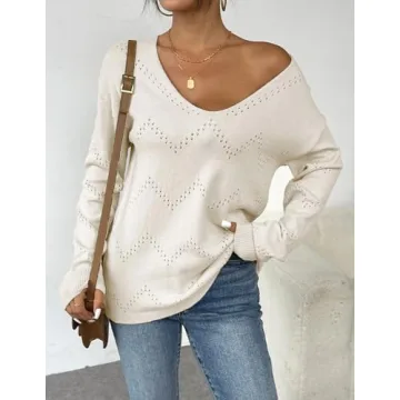 Zeagoo Elegant Soft V-Neck Long Sleeve Knit Pullover