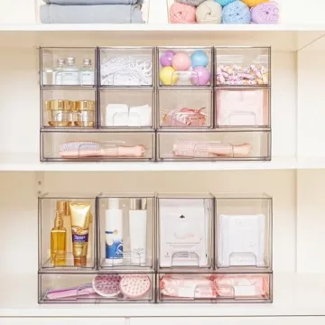 Vtopmart Clear Stackable Storage Drawers for Home Organization