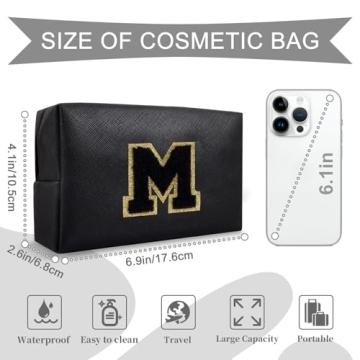 Personalized Initial A-Z Preppy Patch Makeup Bag for Teen Girls