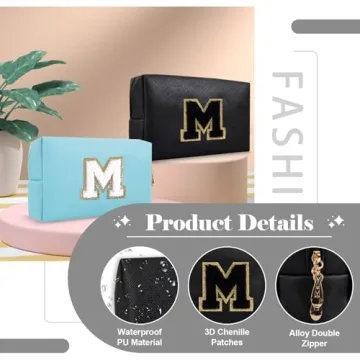 Personalized Preppy Makeup Bag with Initials for Girls