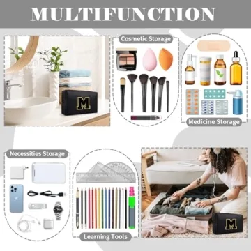 Personalized Preppy Makeup Bag with Initials for Girls