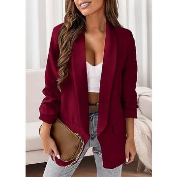 KIRUNDO Blazers for Women Oversized Business Casual Long Sleeve Open Front Work Office Suit Jackets ...