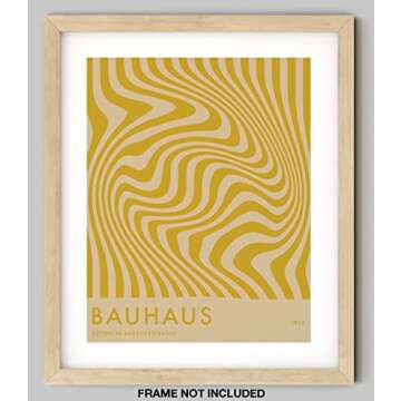 Mid Century Modern Bauhaus Wall Art - 11x14" UNFRAMED Print - Abstract Wall Decor - Exhibition Poster Replication (Mustard)