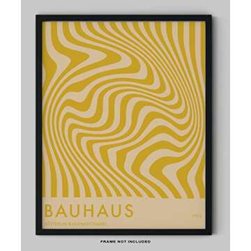 Mid Century Modern Bauhaus Wall Art - 11x14" UNFRAMED Print - Abstract Wall Decor - Exhibition Poster Replication (Mustard)