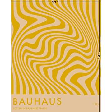 Mid Century Modern Bauhaus Wall Art - 11x14" UNFRAMED Print - Abstract Wall Decor - Exhibition Poster Replication (Mustard)