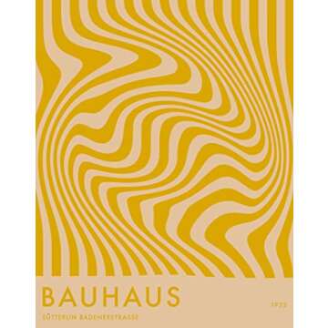 Mid Century Modern Bauhaus Wall Art - 11x14" UNFRAMED Print - Abstract Wall Decor - Exhibition Poster Replication (Mustard)