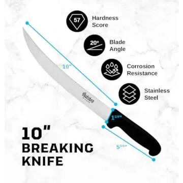 Butcher Wizard 10" Breaking Knife | Perfect for Carving Meats, Beef Knife, Meat Slicing Knife | Larg...